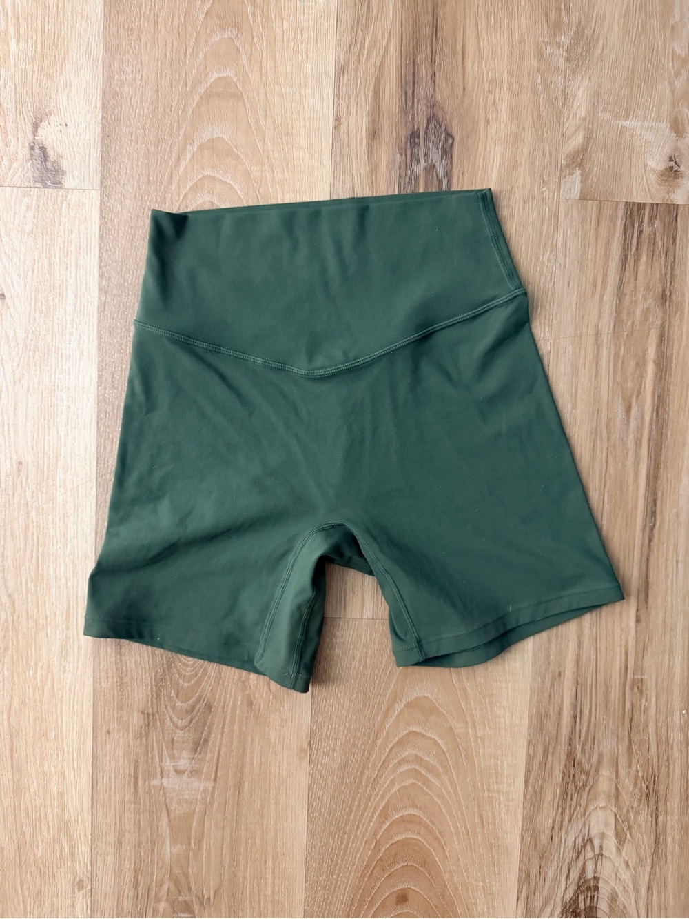High-Waist Dark Green Athletic Shorts